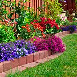 Border Backyard Flower Bed with Brick Wall